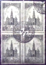 Quadra de selos postais do Brasil de 1949 Ouro Fino