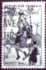 Selo postal da França de 1956 Basket-bal