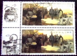 Par de selos postais da China de 1985 35th anniversary of the Meeting of Zunyi