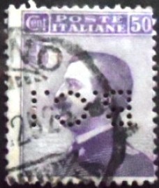 Selo postal da Itália de 1908 Vittorio Emanuele III 50
