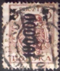 Selo postal da Polônia de 1923 Eagle on a Baroque Shield Surcharged 100