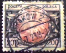 Selo postal da Polônia de 1923 Eagle on a Large Baroque Shield 200