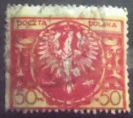 Selo da Polônia de 1921 Eagle on a Large Baroque Shield 50