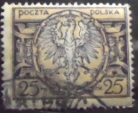 Selo postal da Polônia de 1921 Eagle on a Large Baroque Shield 25
