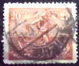 Selo postal da Polônia de 1921 Sowing Man 20
