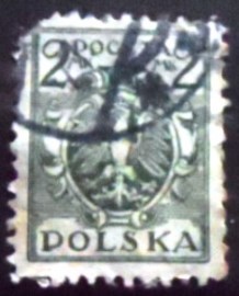 Selo postal da Polônia de 1921 Eagle on a Baroque Shield 2