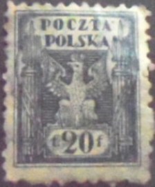 Selo postal da Polônia de 1919 Eagle 20