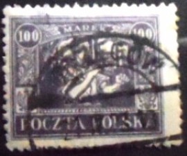 Selo postal da Polônia de 1923 Miner in Silesia 100