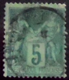 Selo postal da França de 1876 Peace and commerce (Type Sage) 5
