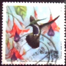 Selo postal do Brasil de 1996 Beija-flor de Topete
