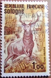 Selo postal da França de 1972 Red Deer