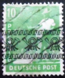 Selo postal da Alemanha de 1948 Posthorn Ribbon Overprint 10