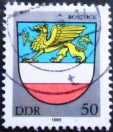 Selo postal da Alemanha Oriental de 1985 Rostock