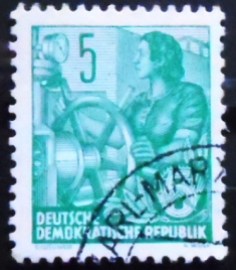 Selo da Alemanha Democrática de 1957 Woman at the steering wheel