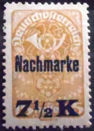 Selo postal da Áustria de 1921 Nachmarke overprint 7½
