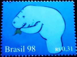 Selo postal do Brasil de 1998 Peixe Boi