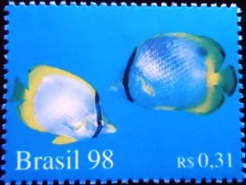 Selo postal do Brasil de 1998 Peixes Meia-lua