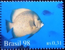 Selo postal do Brasil de 1998 Peixe Amarelo