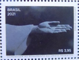 Selo postal do Brasil de 2021 Cristo Redentor Mão