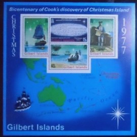 Bloco postal das Ilhas Gilbert de 1977 Track of the Resolution
