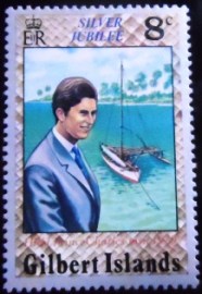 Selo postal das Ilhas Gilbert de 1977 Prince Charles visit, 1970