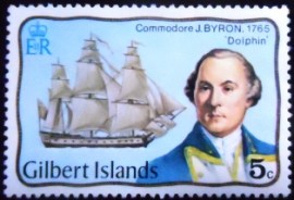 Selo postal das Ilhas Gilbert de 1977 John Byron and Dolphin