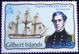 Selo postal das Ilhas Gilbert de 1977 Charles Wilkes