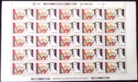 Folha de selos postais do Brasil de 1988 Olavo Bilac