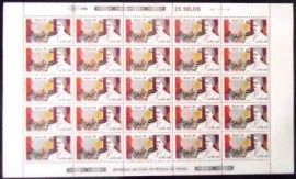 Folha de selos postais do Brasil de 1988 Raul Pompéia