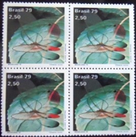 Quadra de selos postais do Brasil de 1979 Cithaerias Aurora