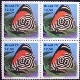 Quadra de selos postais do Brasil de 1979 Diaethria