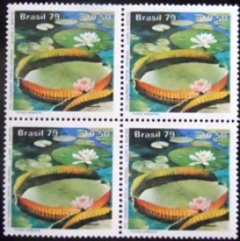 Quadra de selos postais do Brasil de 1979 Victoria Amazônica