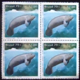 Quadra de selos postais do Brasil de 1979 Peixe-boi