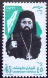 Selo postal do Egito de 1977 Archbishop Hilarion Capucci