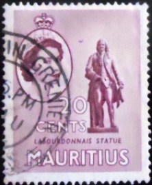 Selo postal das Ilhas Maurício de 1953 Statue of Mahé La Bourdonnais