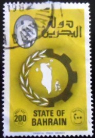 Selo postal do Bahrain de 1976 Map of Bahrain