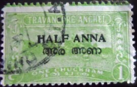 Selo postal de Travancore de 1949 Travancore Overprint ½