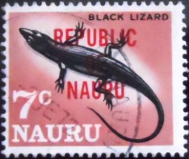 Selo postal do Nauru de 1968  Black Lizard Overprinted