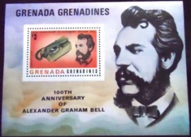 Bloco postal de Grenada Grenadines de 1977 Anniversary of Alexander Graham Bell