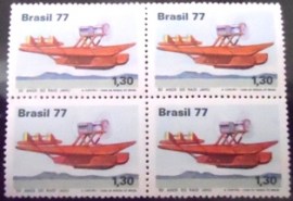 Quadra de selos postais do Brasil de 1977 Raid Jahu