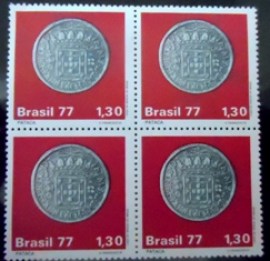 Quadra de selos do Brasil de 1977 Pataca