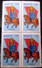 Quadra de selos postais do Brasil de 1977 Cavalhada