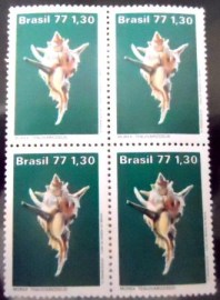 Quadra de selos postais do Brasil de 1977 Murex