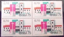 Quadra de selos postais de 1975 Cidade São Cristovâo / SE 908 M