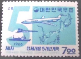 Selo postal da Coréia do Sul de 1966 Transportation
