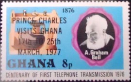 Selo postal de Ghana de 1976 Graham Bell 8
