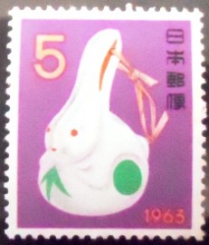 Selo postal do Japão de 1962 Rabbit Bell