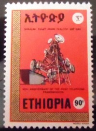 Selo postal da Etiópia de 1976 Telephone Centenary 90