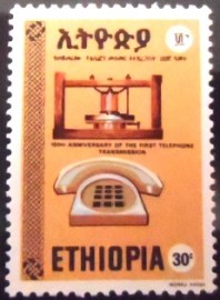 Selo postal da Etiópia de 1976 Telephone Centenary
