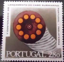 Selo postal de Portugal de 1970 Cross Section of the Submarine Cable 2$80